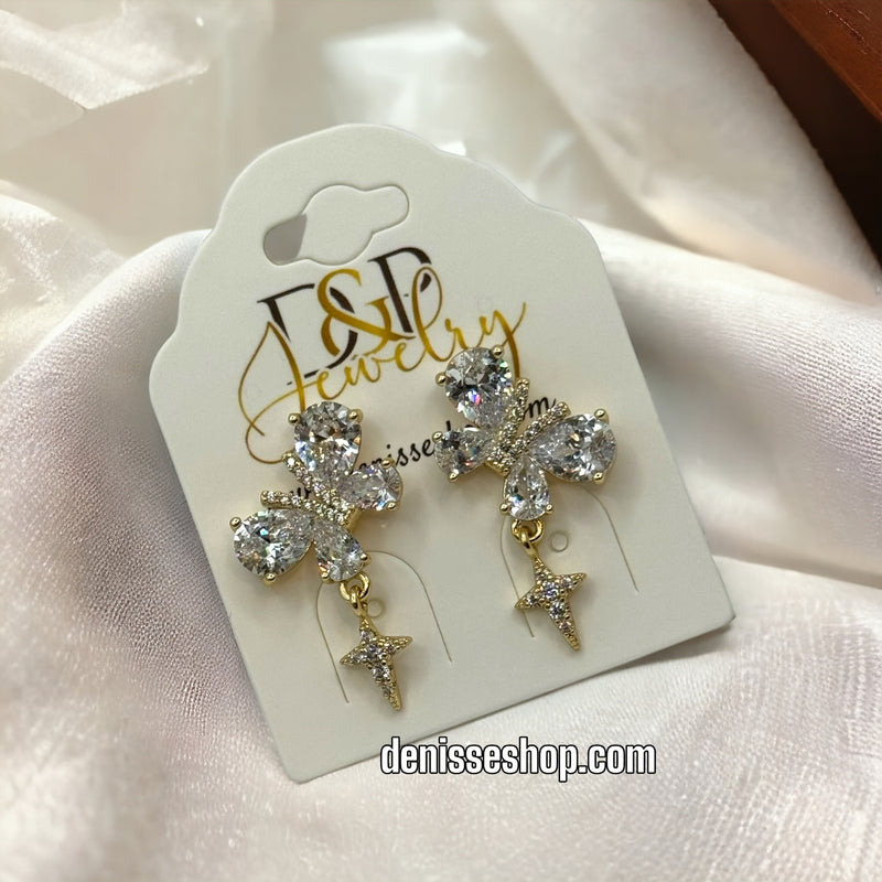 14K WHITE BUTTERFLY EARRINGS E356