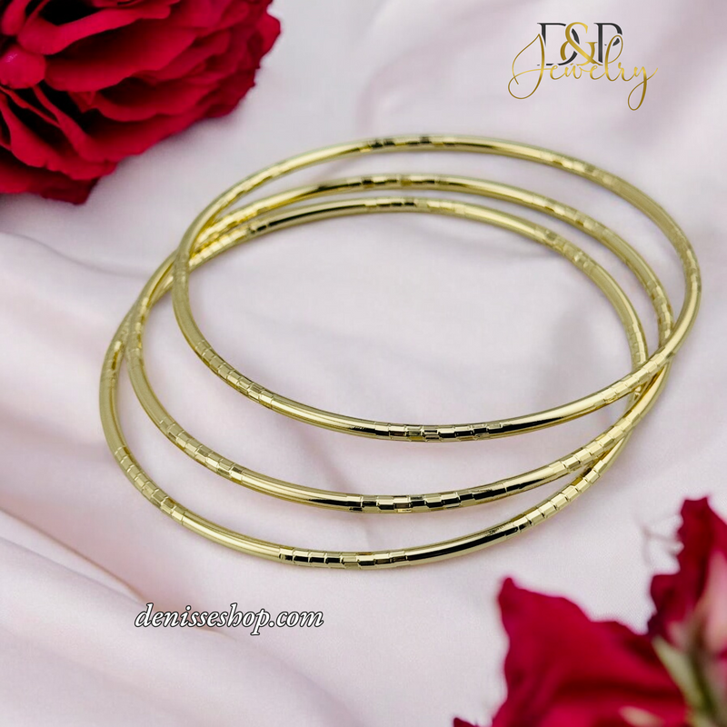 14K THREE SET MEDIUM SIZE GOLD BRACELET BR649