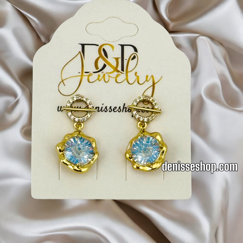 14K GOLD / BLUE EYE EARRING E701