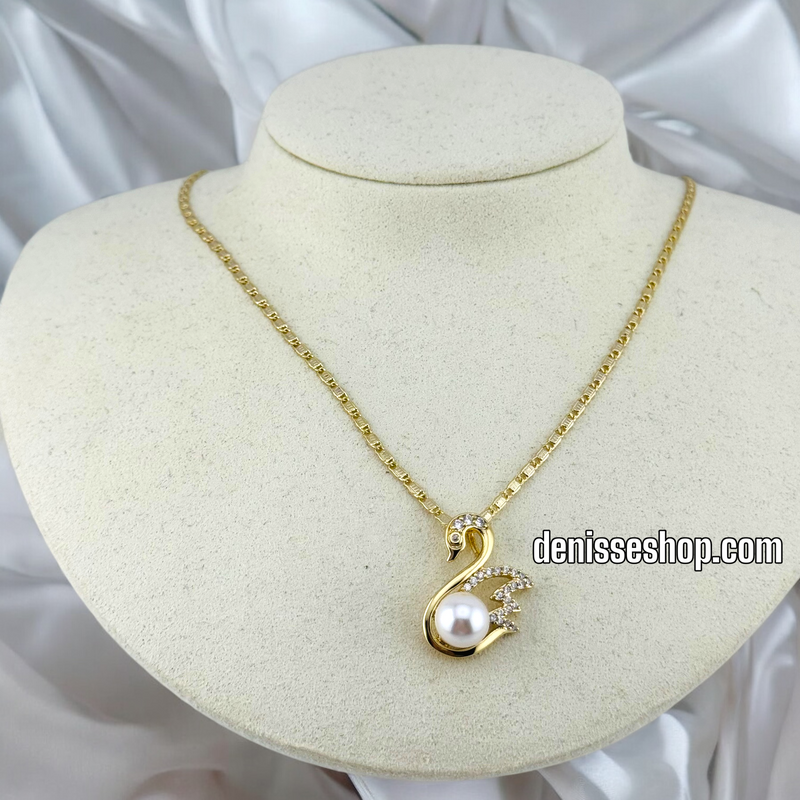 14K WOMEN / SWAN WITH PEARL PENDANT P530