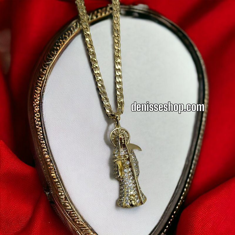 14K SANTA MUERTE MEN PENDANT P307