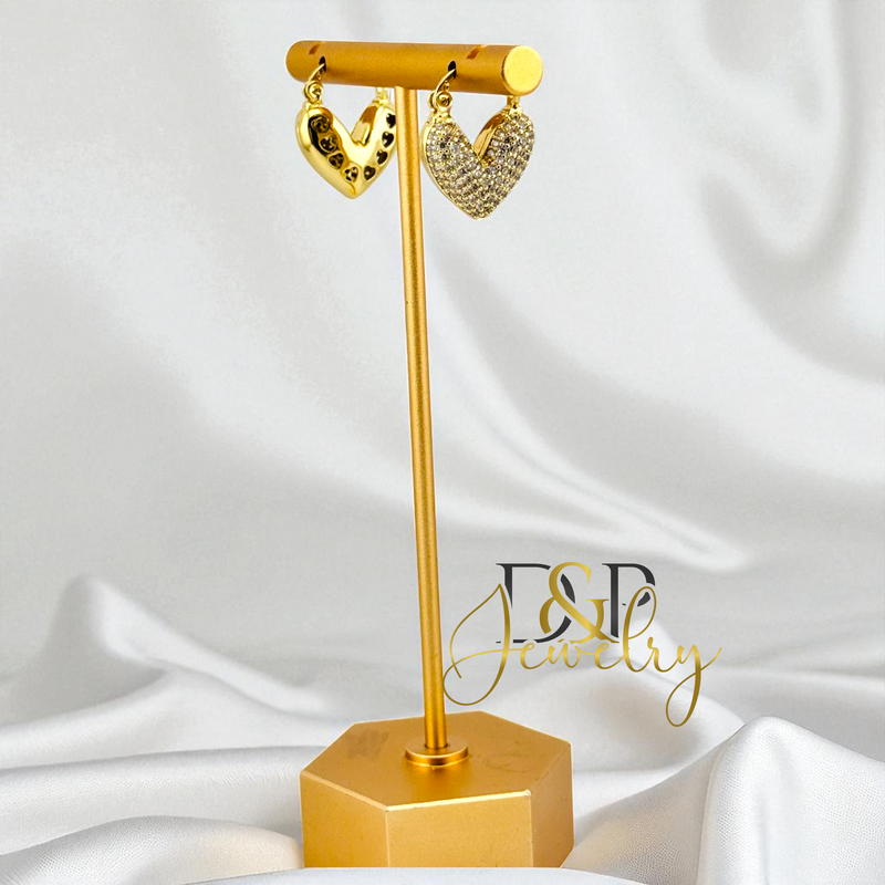 14K SMALL HEART HOOP EARRING HP842