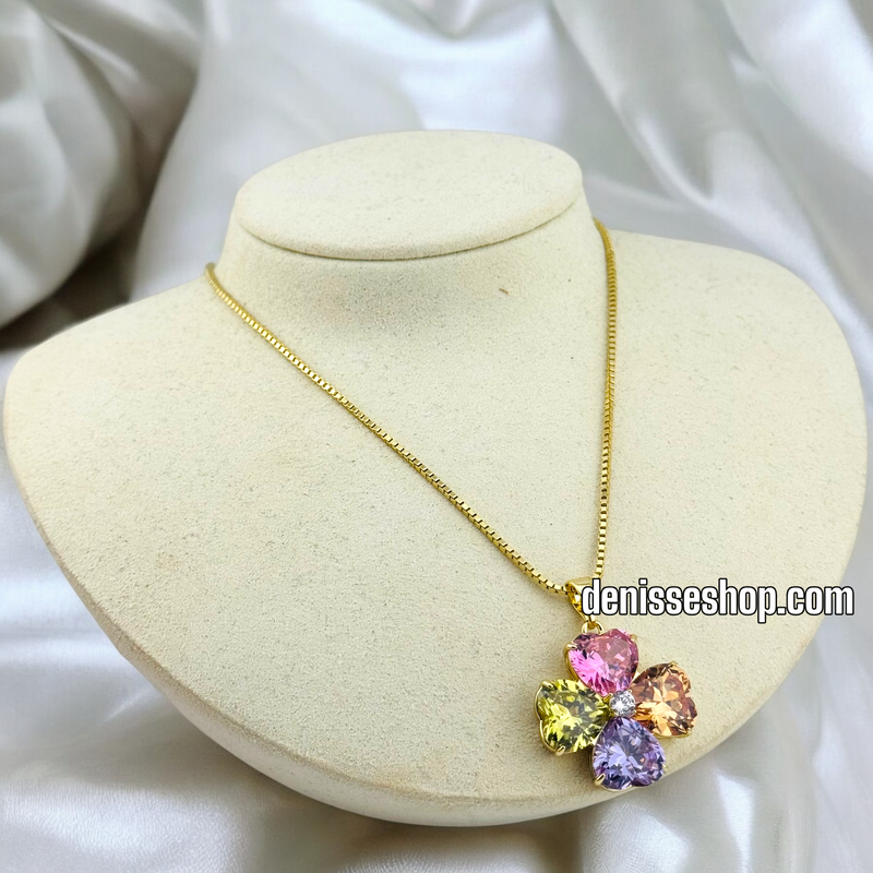 14K COLORFUL CLOVER NECKLACE 18&