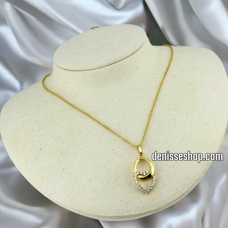 14K / WOMEN WHITE STONE HEART IN RING NECKLACE N96