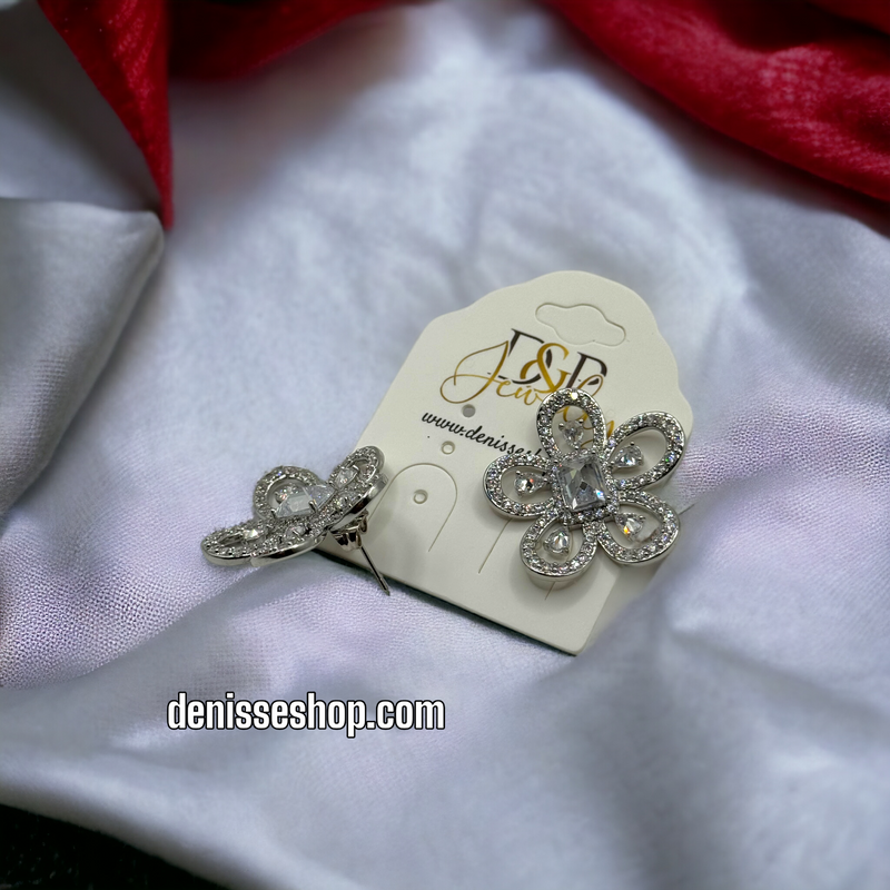 SILVER FLOWER EARRINGS E455