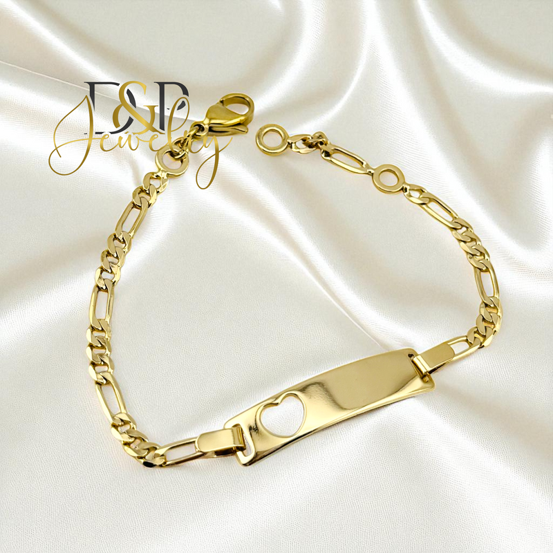 14K GIRL PLAQUE HEART BRACELET BR812