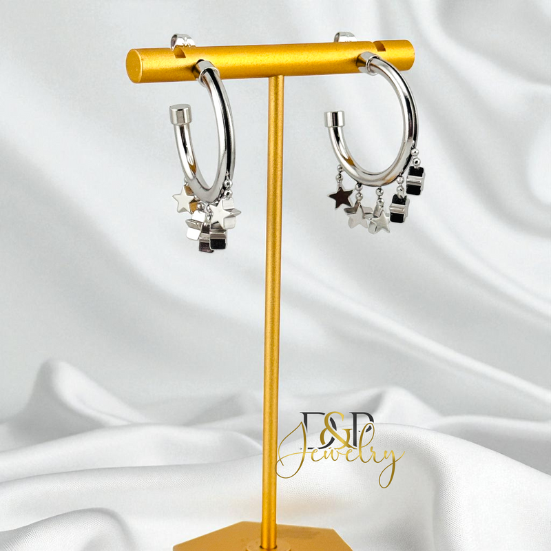 SILVER CHARM HOOP EARRING HP840