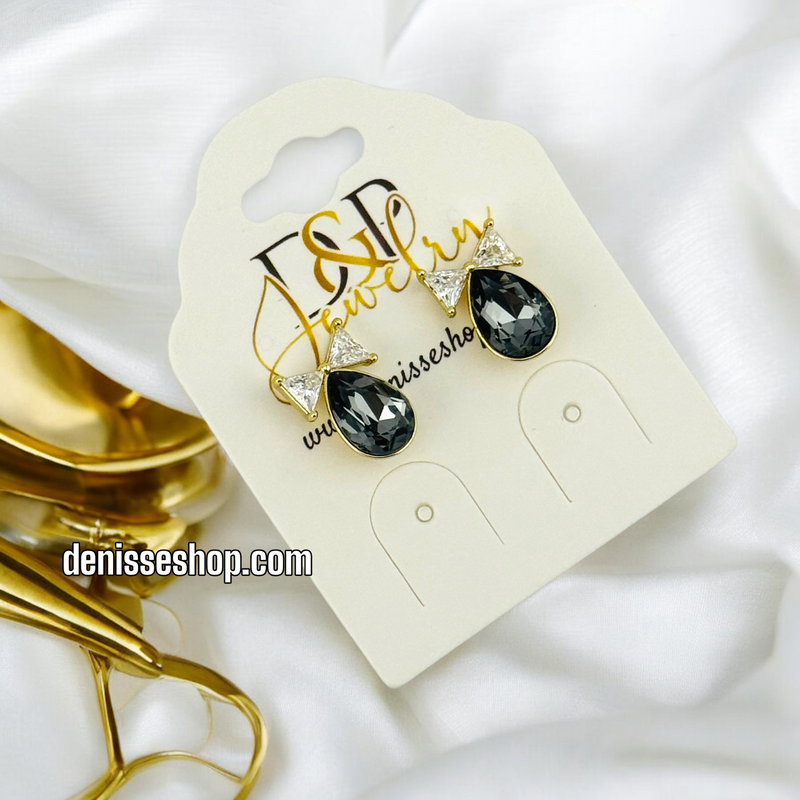 14K BLACK STONE EARRING E631