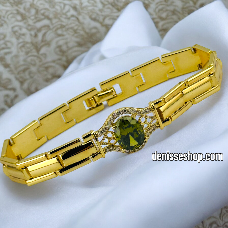 14K /WOMAN GREEN STONE BRACELET BR564