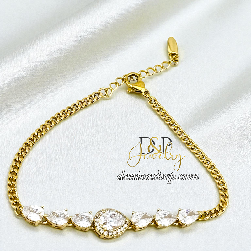 14KGOLD FANCY WHITE STONE BRACELET BR864