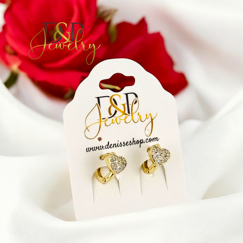 14K TINY HEART HOOP HP703