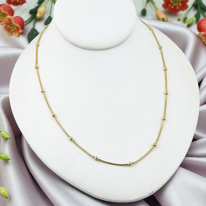 14K MOUSE TAIL/BEAD DESIGN CHAIN 24” CH136