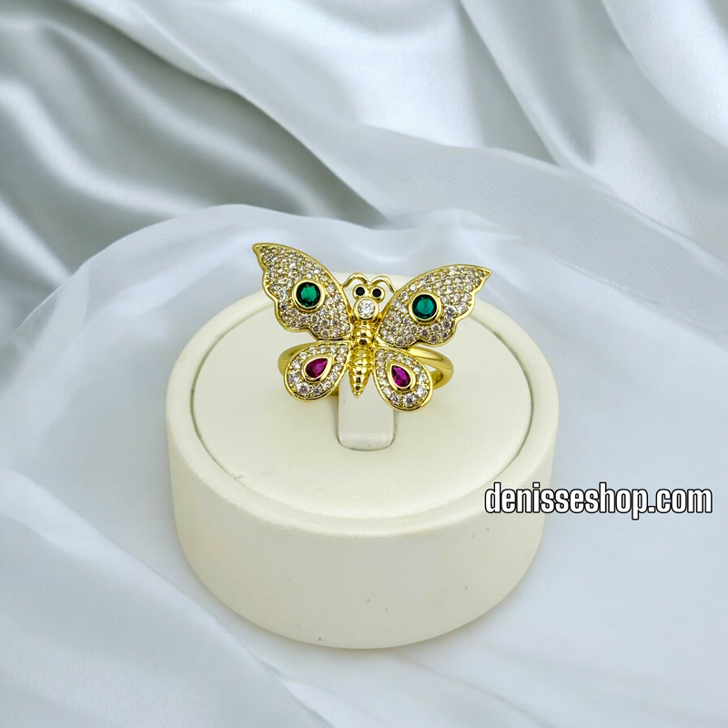 14K WOMEN MULTICOLOR BUTERFLY RING RG304