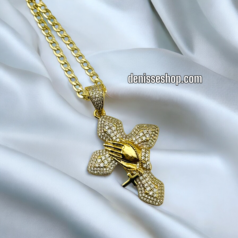 14K FASHION PRAYING CROSS PENDANT P470