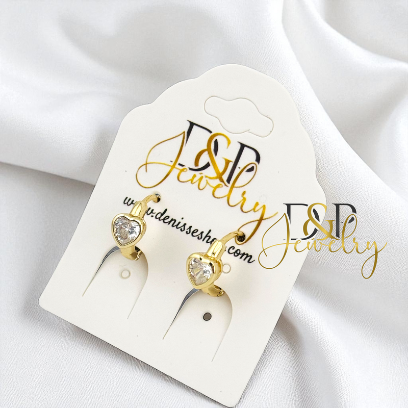 14K SMALL HEART HOOP EARRING HP786