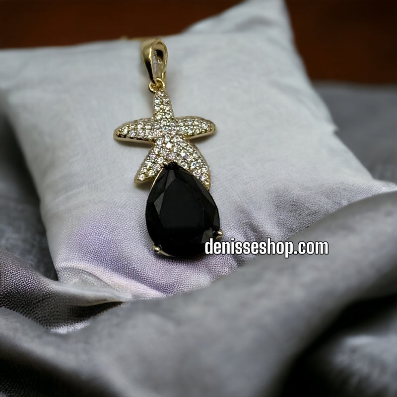 14K BLACK STONE STARFISH PENDANT P209 (CHAIN NOT INCLUDED)