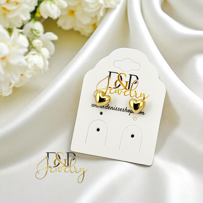 14K TINY HEART WHITE EARRING E897