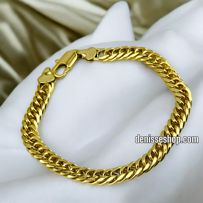 14K /WOMAN PLAIN GOLD FLAT LINK BRACELET BR589