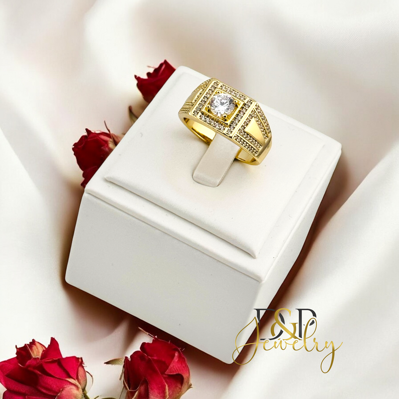14K WHITE STONES DESIGN RING RG371
