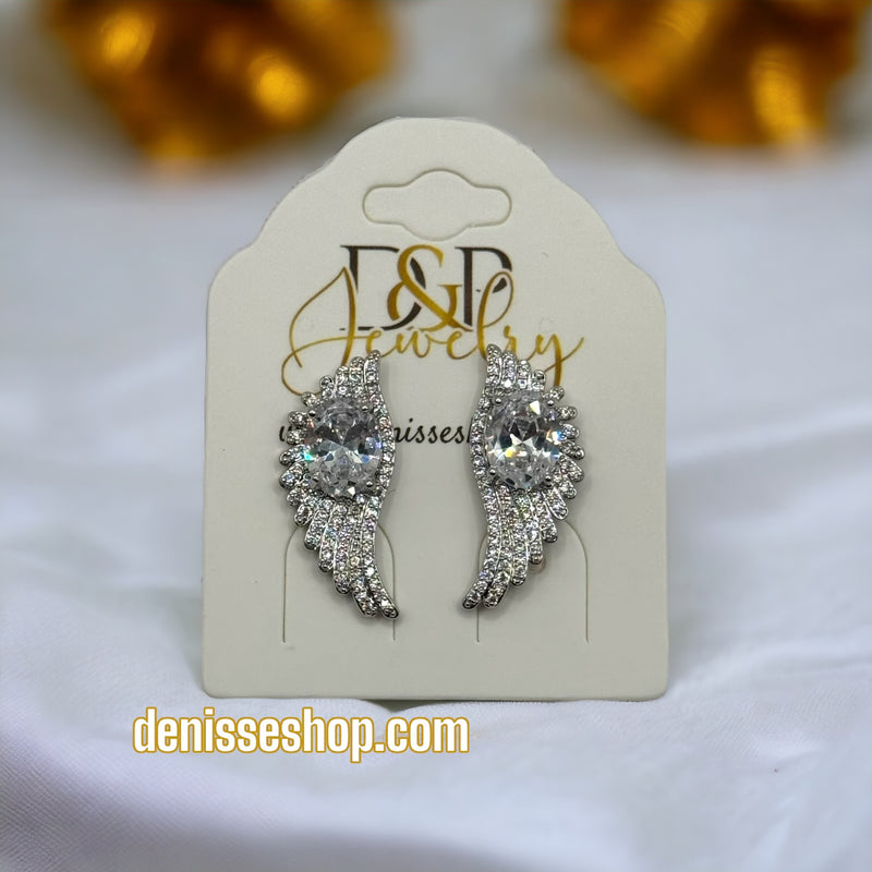 WHITE STONE ANGEL EARRING E268