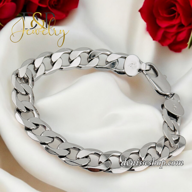 SILVER 10MM CUBAN BRACELET BR680