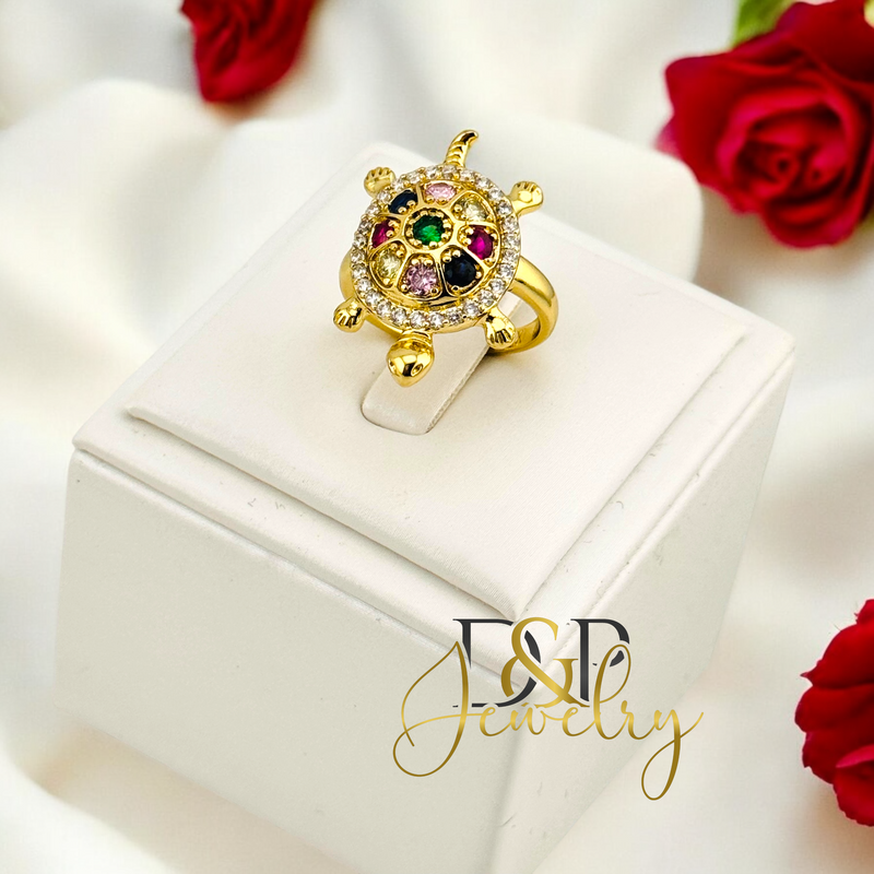 14K COLORFUL TURTLE RING RG384