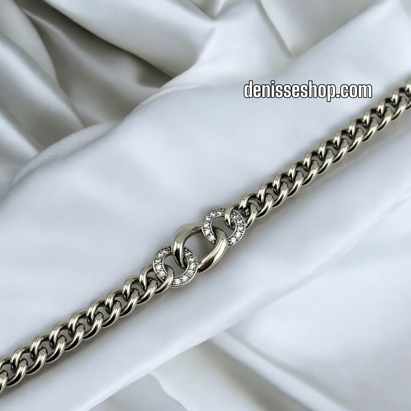 14K WOMEN CUBAN SILVER BRACELET BR606