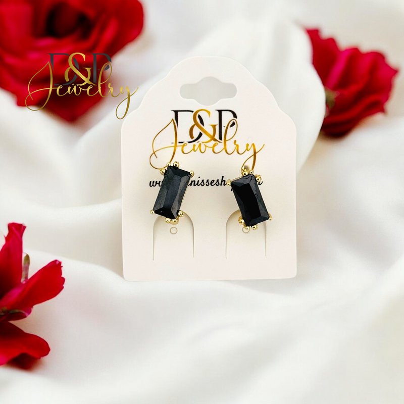14K ELEGANT BLACK EARRING E854
