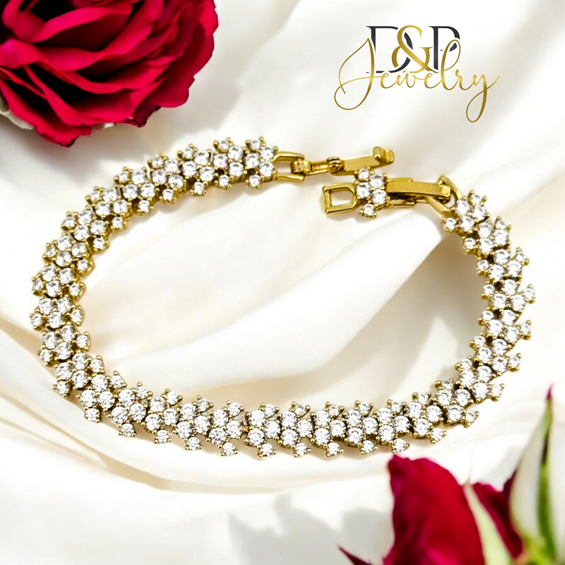 14K WHITE STONE ELEGANT BRACELET BR748