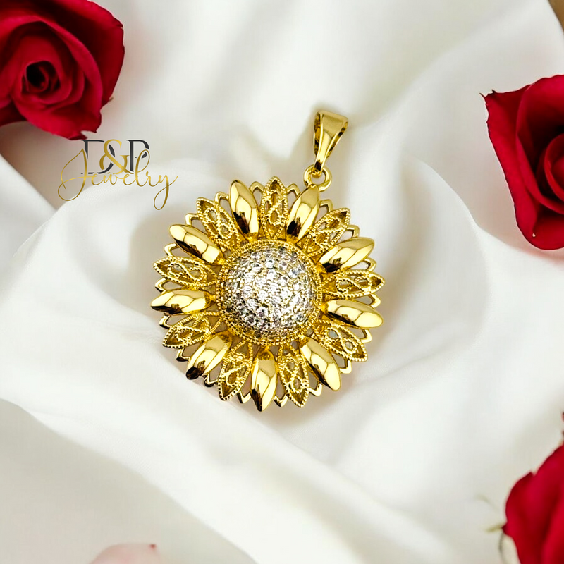14K SUNFLOWER PENDANT PENDANT P751