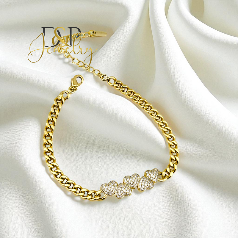 14K ELEGANT HEARTS BRACELET BR819