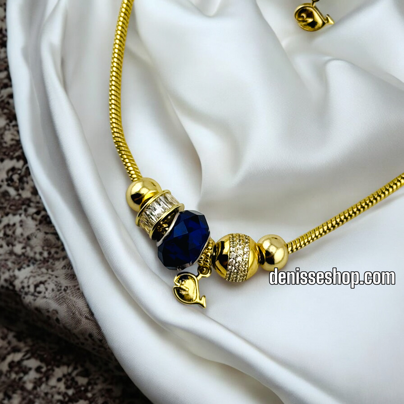 14K GOLD / BLUE PANDORA NECKLACE SET N71