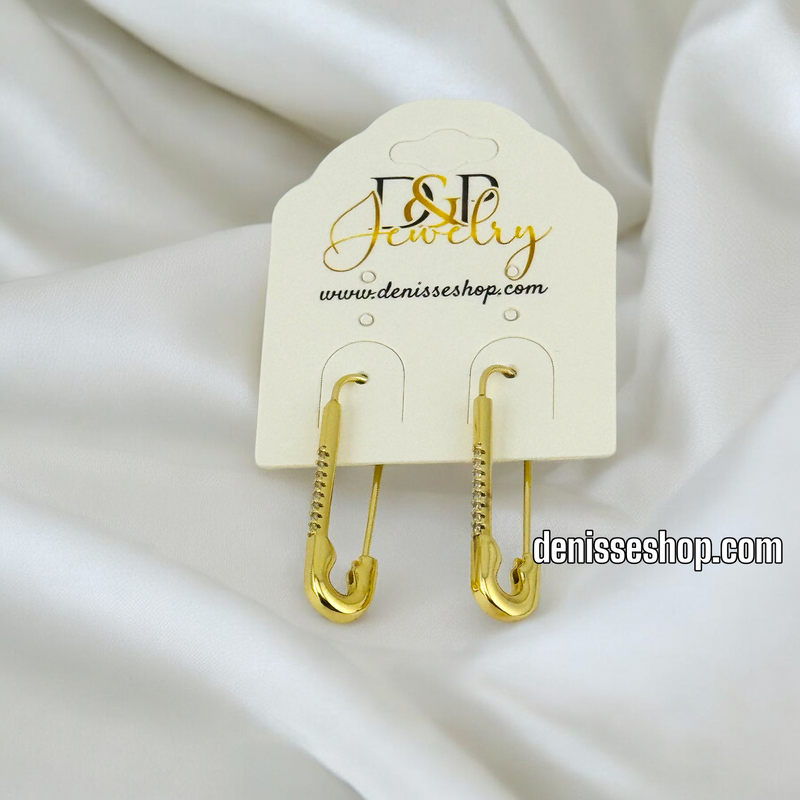 14K FASHION GOLD SAFETY PIN EARRING E652