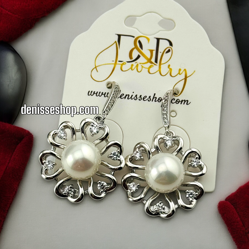 SILVER FLOWER PEARL NECKLACE C44