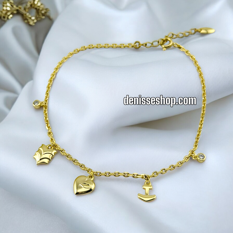 14K HEARTS ANKLET BRACELET A12