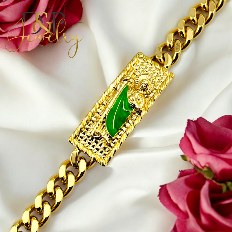 14K GOLD ST JUDE PLATE BRACELET BR714