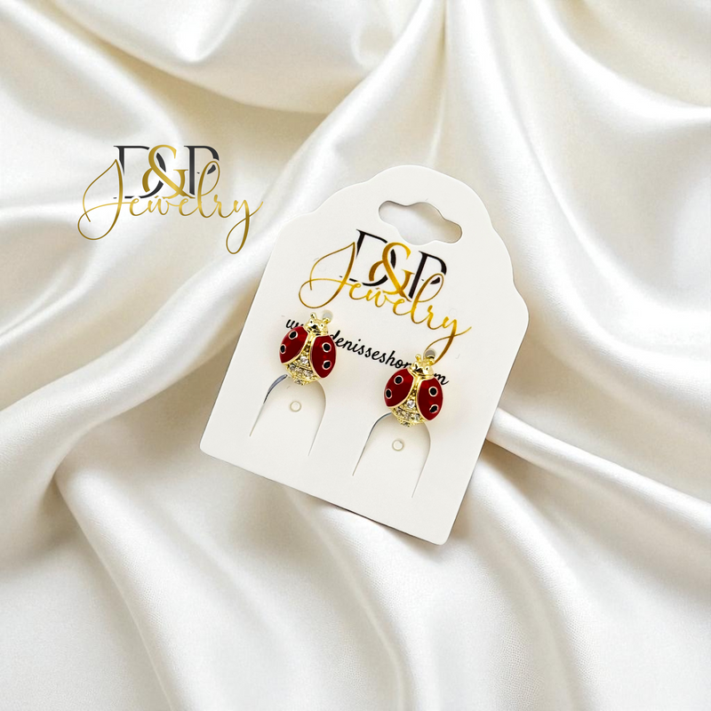 14K LADYBUG FASHION EARRING E915