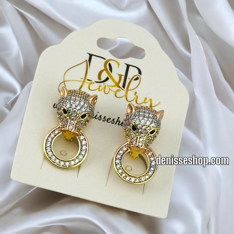 14K TRICOLOR PUMA EARRING E725