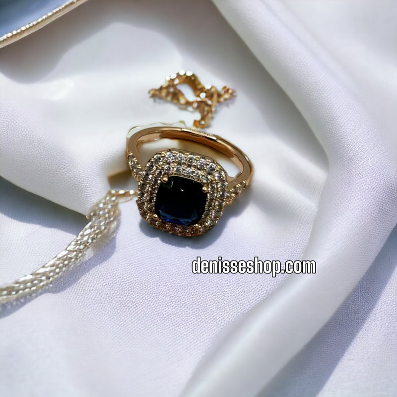 18K Dark Blue Stone Ring RG102