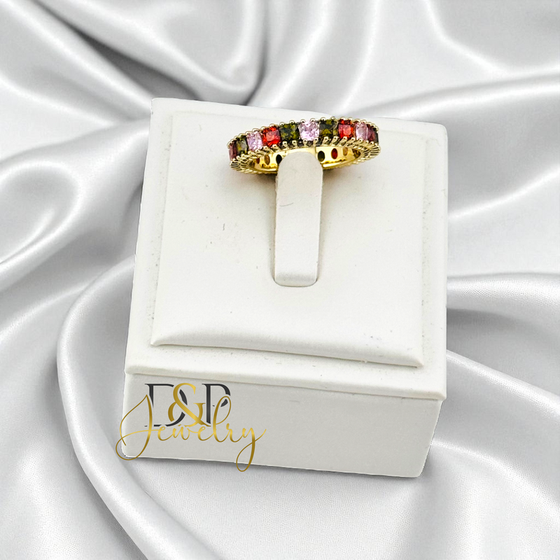 14K MULTICOLOR BAND RING RG420