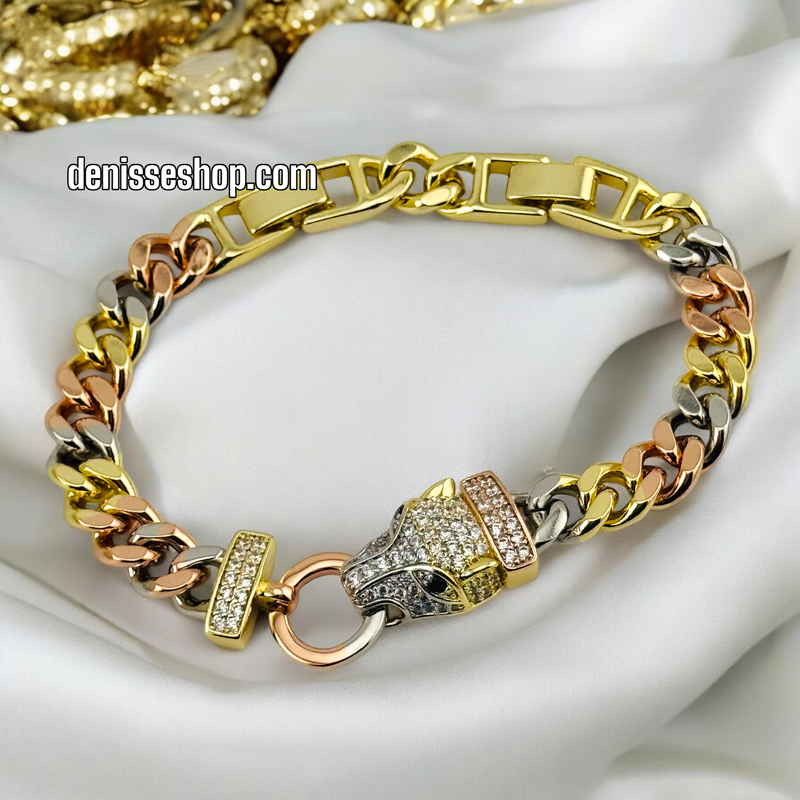 14K /WOMAN TRICOLOR PUMA HEAD BRACELET BR572