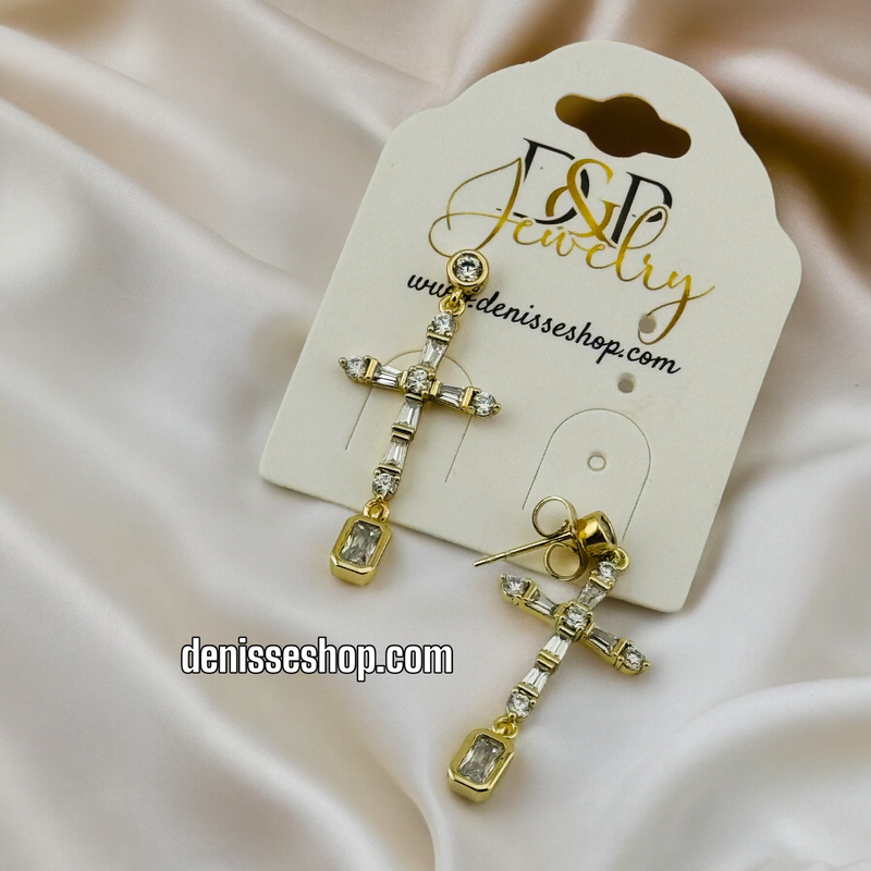 14K CROSS EARRINGS E526