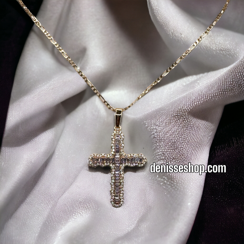 14K PINK CROSS PENDANT P308