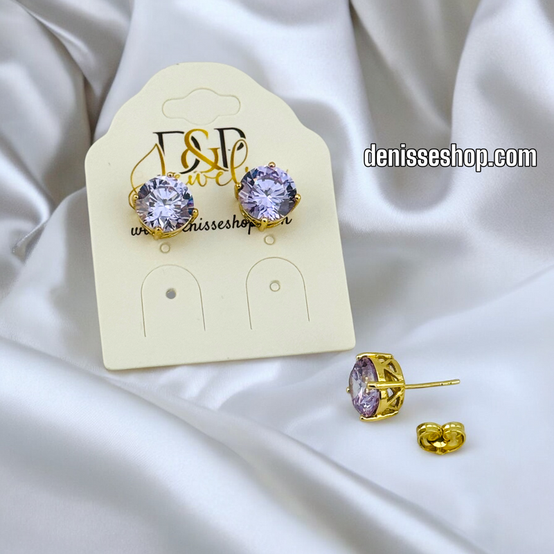 14K GOLD / PURPLE STONE EARRING E670