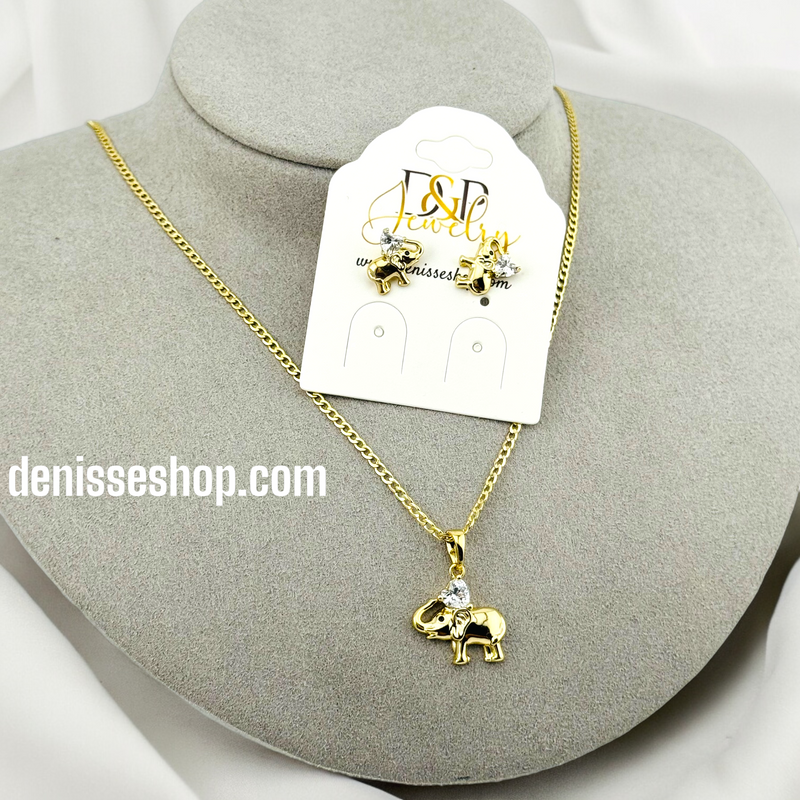 14K ELEPHANT NECKLACE SET C45