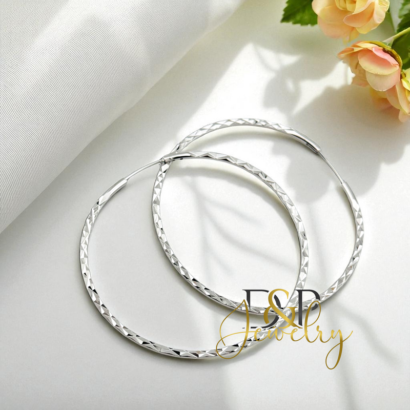 SILVER HOOP EARRING HP736