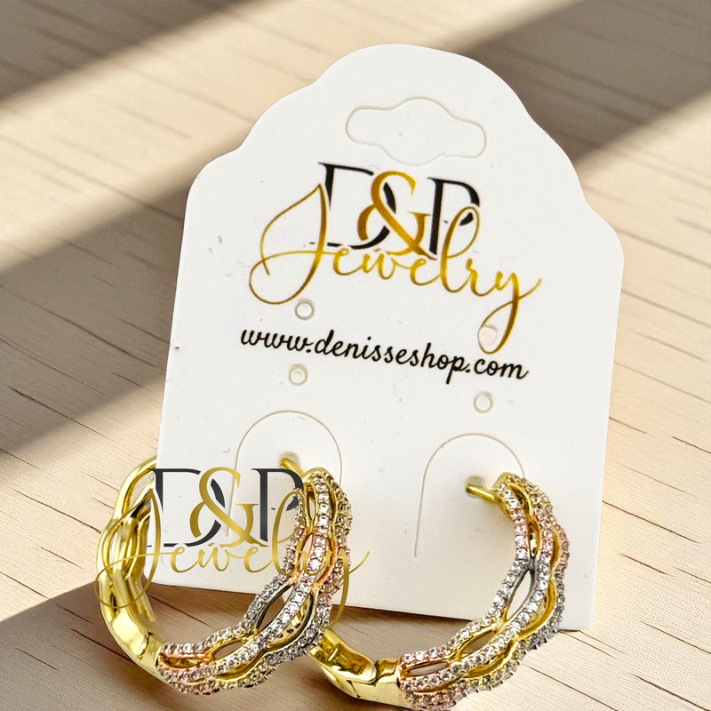 14K FASHION TRICOLOR HOOP HP718