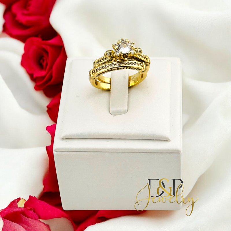 14K DOUBLE WHITE STONE RING RG364