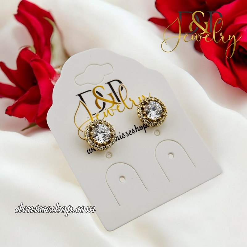 14K WHITE BUTTON EARRING E824