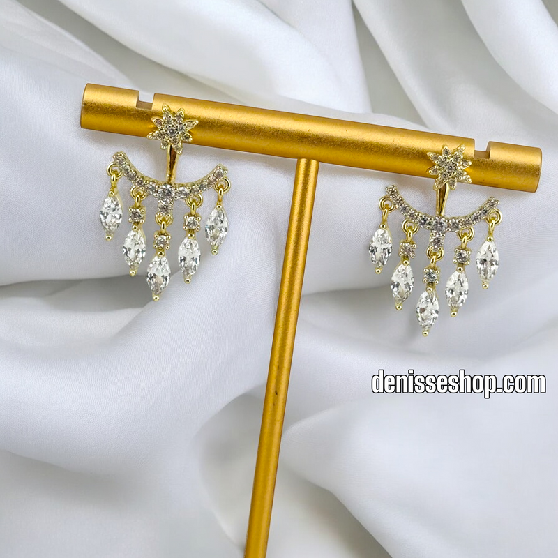 14K /WOMAN WHITE STONES EARRING E742